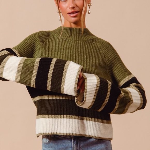 SO ME Multi Color Striped Mock Neck Sweater - Picture 1 of 6